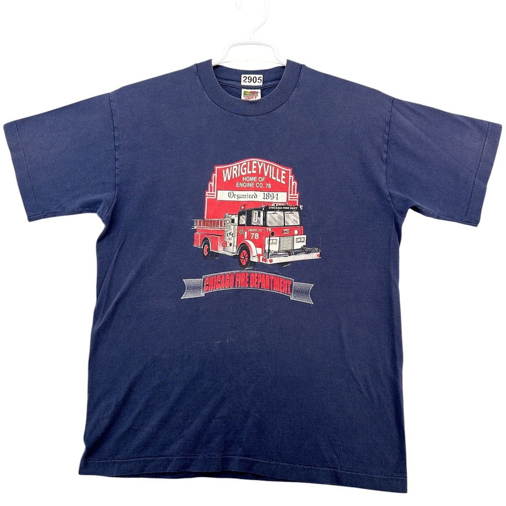 Vintage Fruit of the Loom Wrigleyville Chicago Fire Dept Engine 78 T-Shirt L